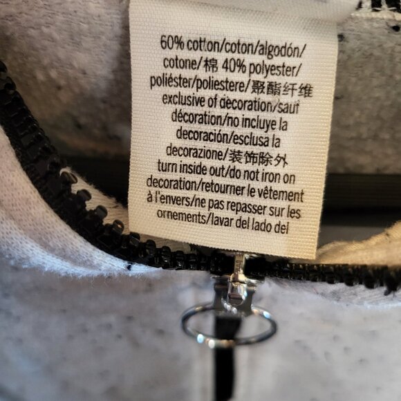 Victoria Secret Pink Bling Sequin Logo Dog Hooded Pullover 1/4 Zip Gray Black LG - Picture 12 of 12